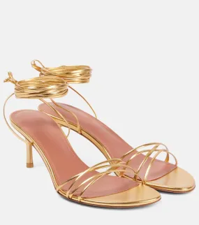 Amina Muaddi Lori metallic leather sandals