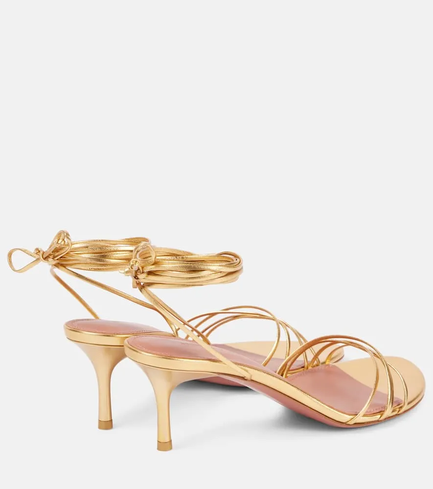 Amina Muaddi Lori metallic leather sandals