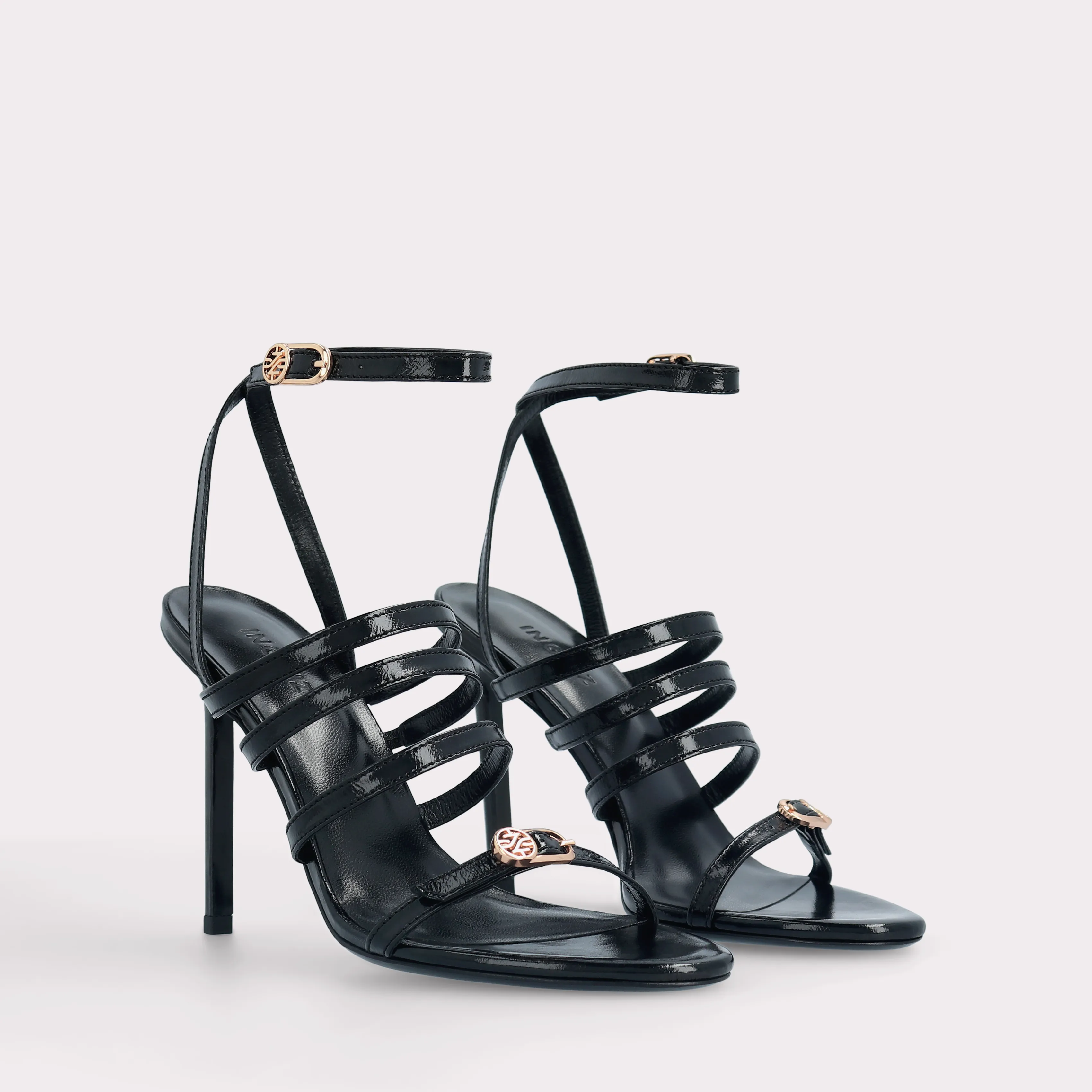 ATHENA 04 BLACK LEATHER SANDALS