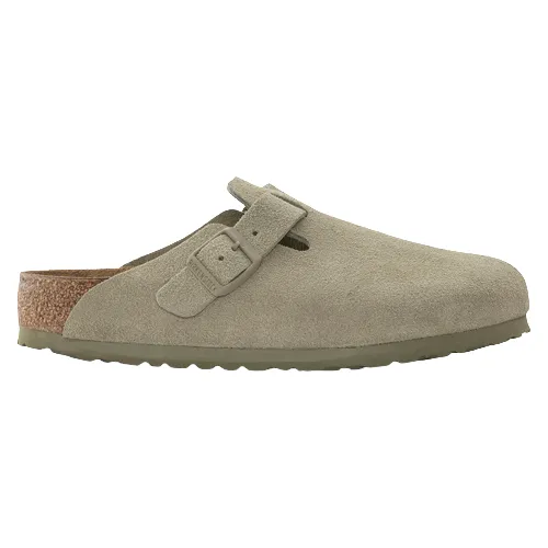 Birkenstock Mens Suede Clogs - Boston - Khaki