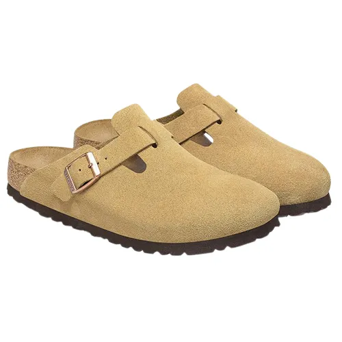 Birkenstocks Men's Clogs - Boston Suede - Latte Cream