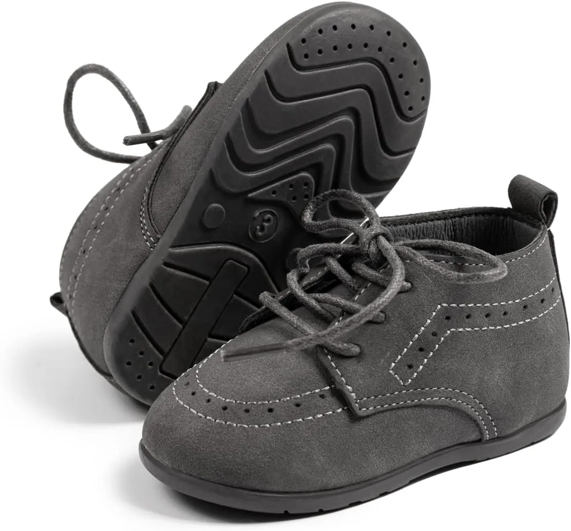 Casazoe Infant Baby Boys Girls Oxford Shoes PU Leather Wedding Loafers Brogue Toddler Baptism Dress Shoes First Steps Walking Flat Lazy Crib Shoe
