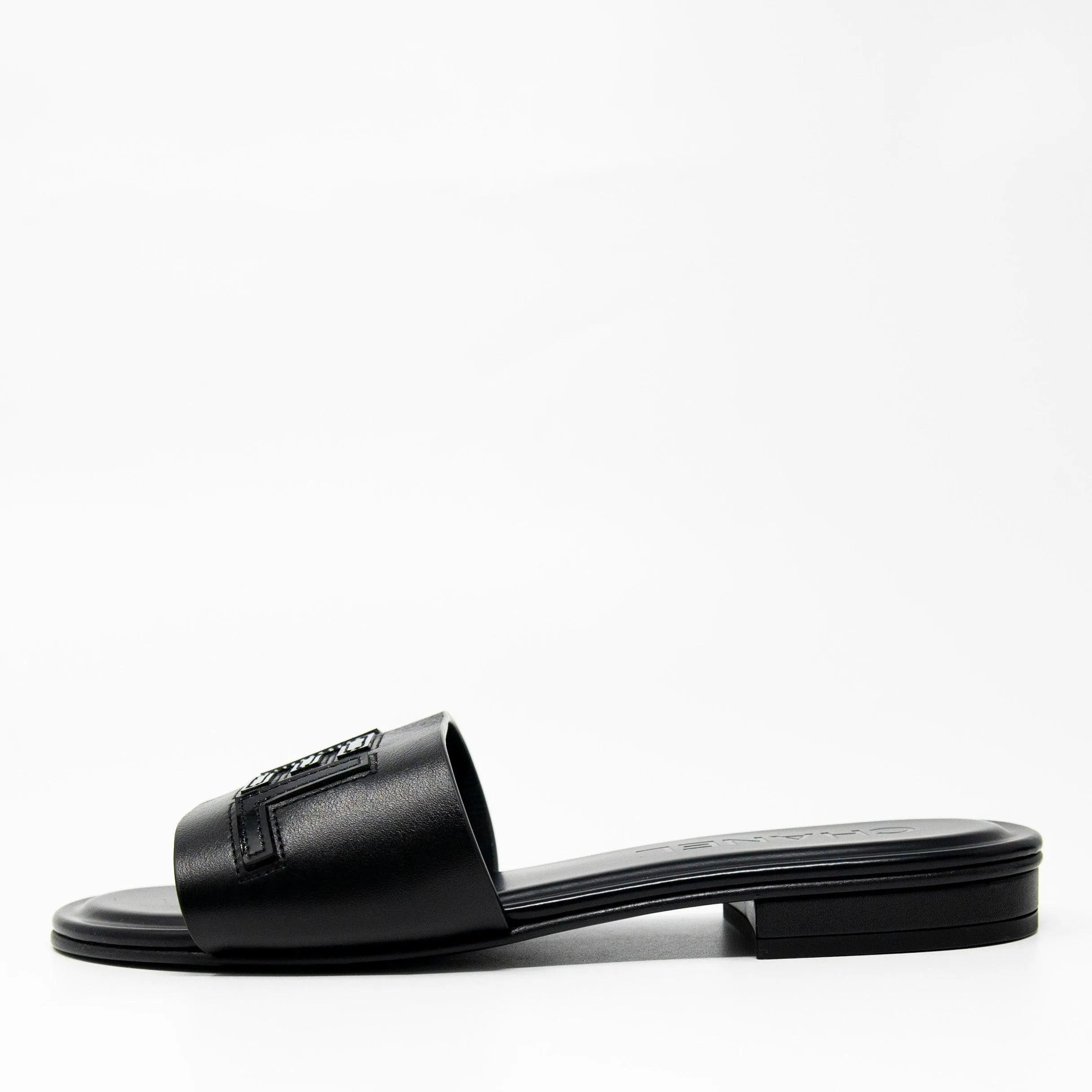 Chanel Black Chanel Logo Sandals 36
