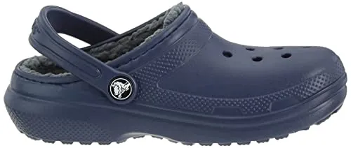 Crocs Unisex-Child Classic Lined Clog | Toddler Slippers, Navy/Charcoal, 8 Toddler