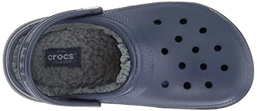 Crocs Unisex-Child Classic Lined Clog | Toddler Slippers, Navy/Charcoal, 8 Toddler