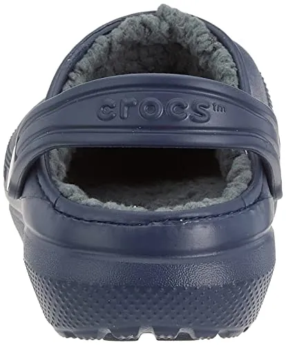 Crocs Unisex-Child Classic Lined Clog | Toddler Slippers, Navy/Charcoal, 8 Toddler