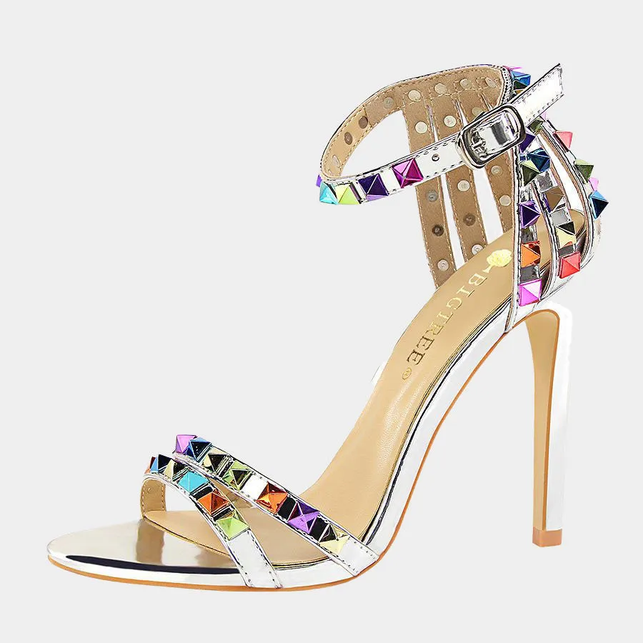 Daffodi Colorful Rivet Sandals