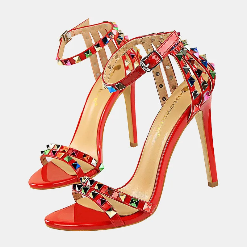 Daffodi Colorful Rivet Sandals