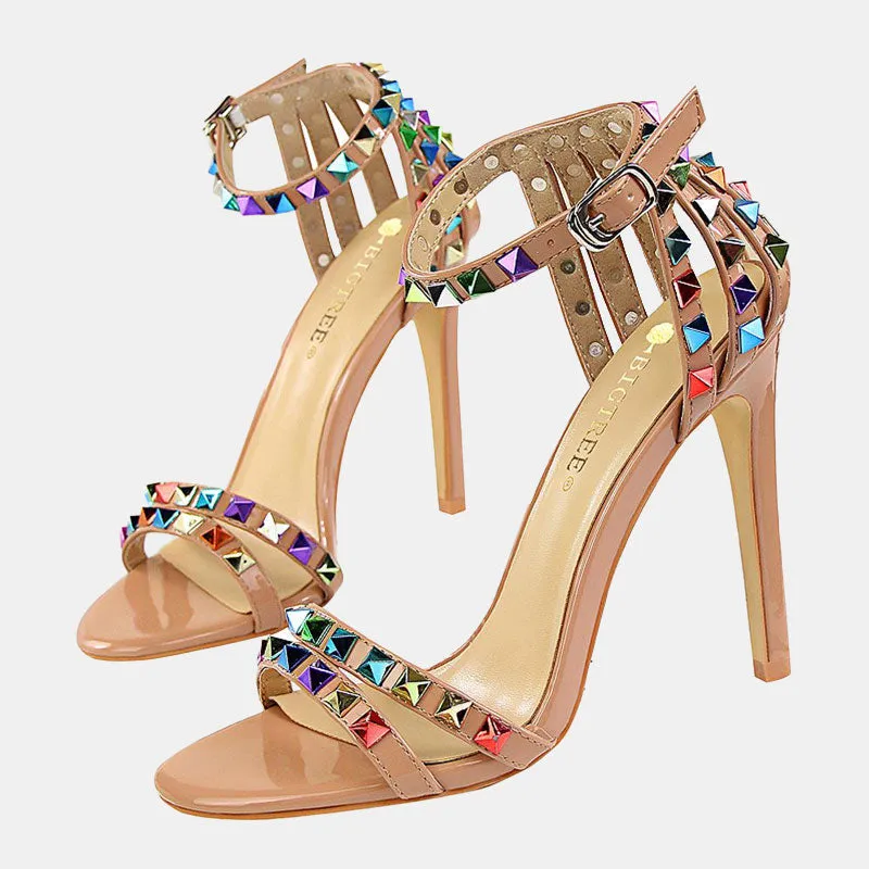 Daffodi Colorful Rivet Sandals