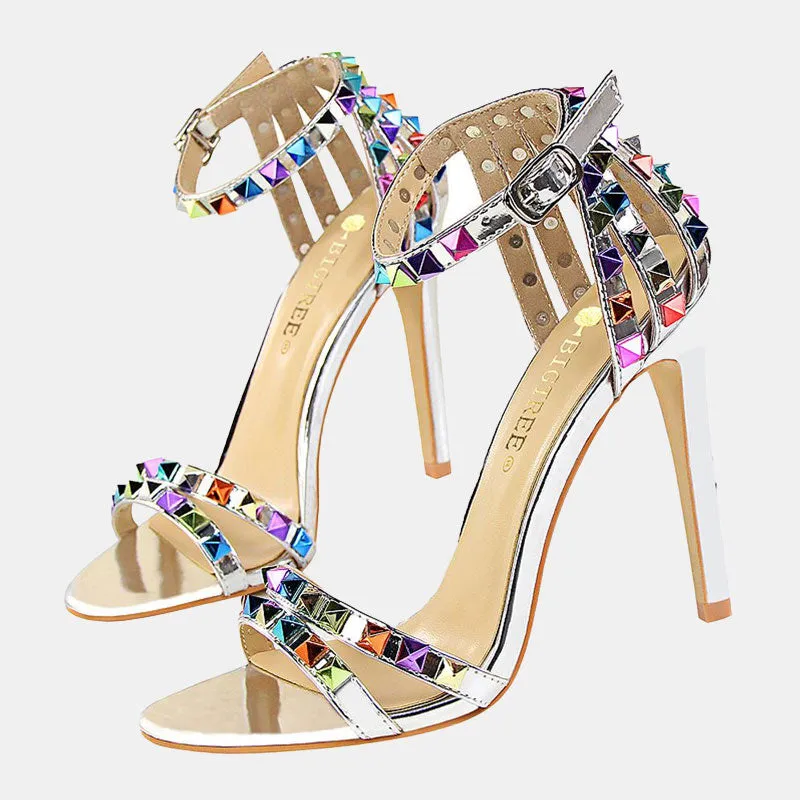 Daffodi Colorful Rivet Sandals