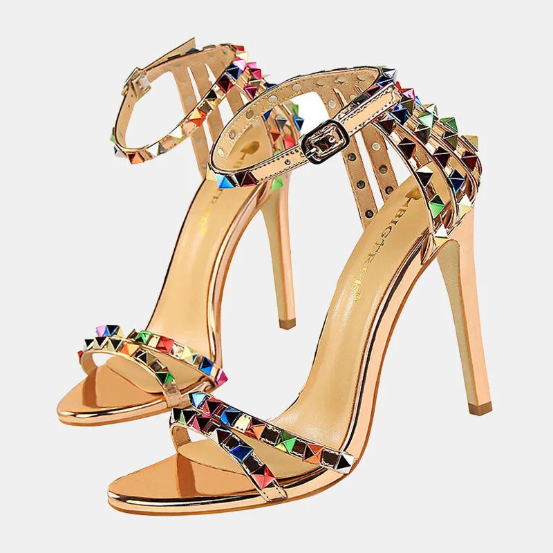 Daffodi Colorful Rivet Sandals