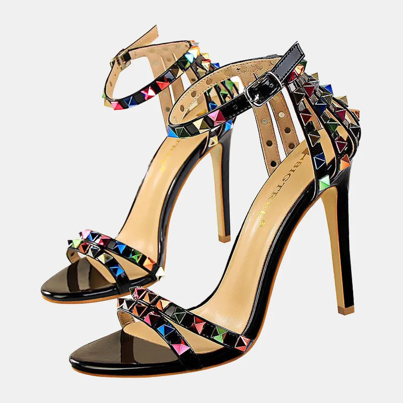 Daffodi Colorful Rivet Sandals