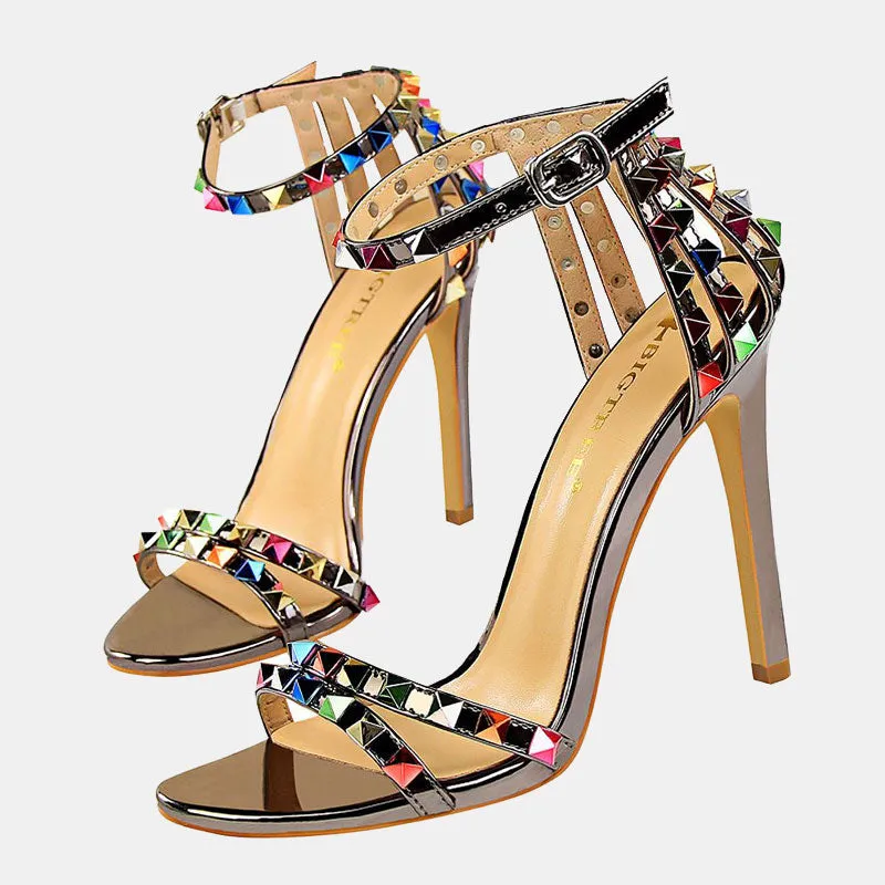 Daffodi Colorful Rivet Sandals