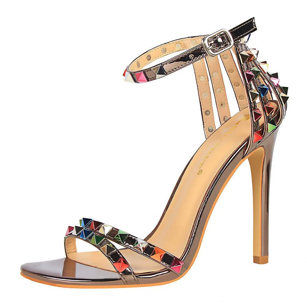 Daffodi Colorful Rivet Sandals