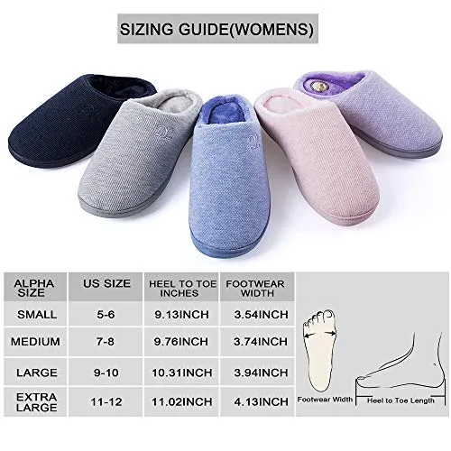 DL Womens-Memory-Foam-Slippers, Slip on House Slippers for Women Indoor Outdoor, Women's Bedroom Slippers Non-Slip Hard Sole, Warm Soft Flannel Lining Woman Slippers Purple, Large US 9-10