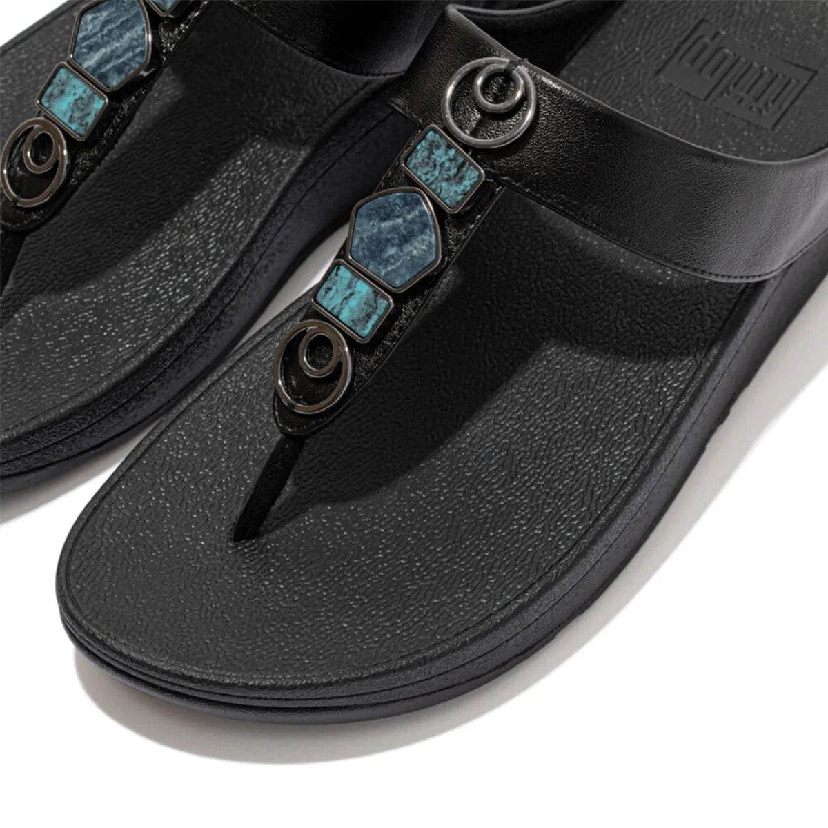 FINO Jewelstone Leather Toe-Post Sandals