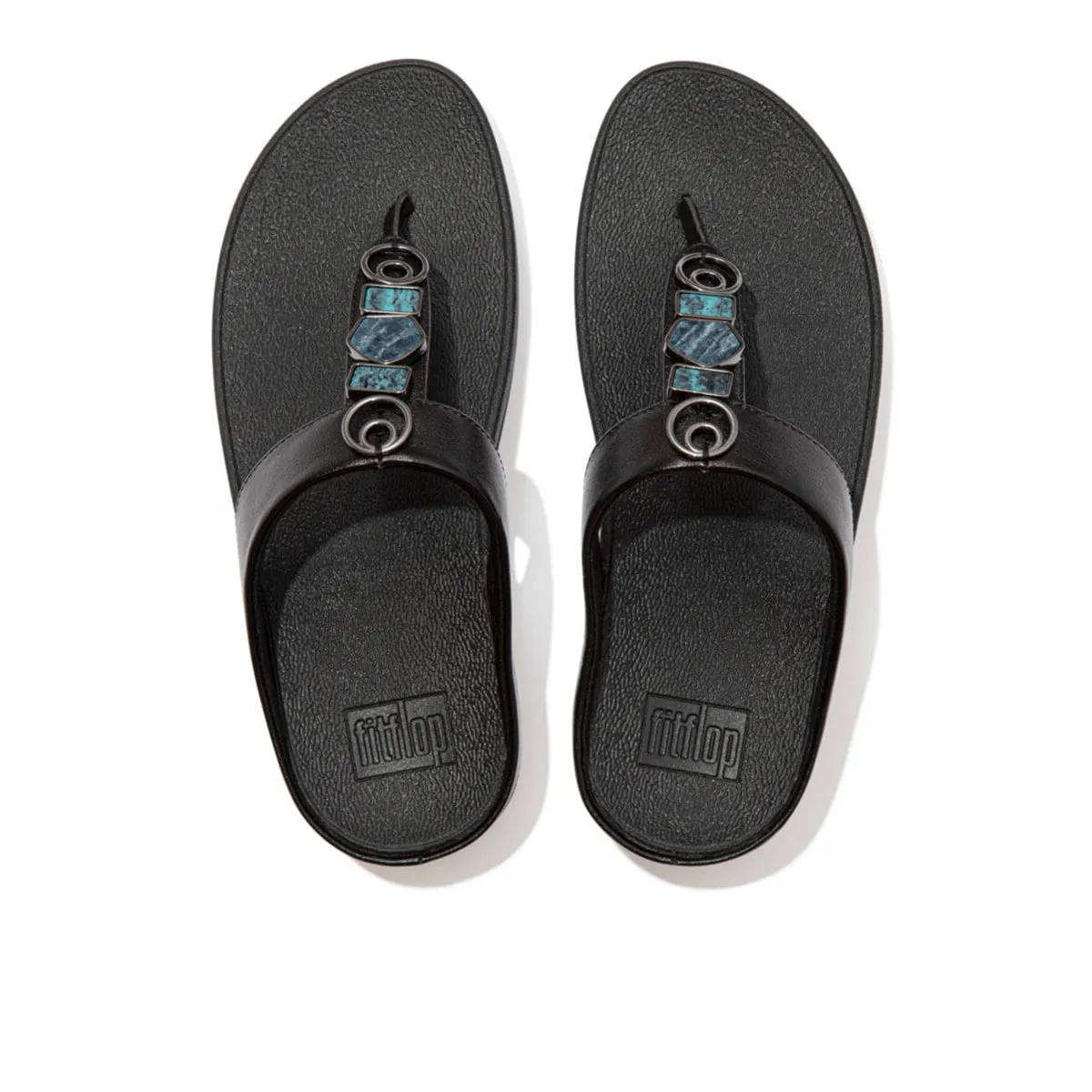 FINO Jewelstone Leather Toe-Post Sandals