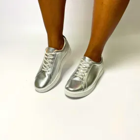 Fitflop RALLY leather silver sneaker