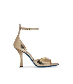 Gold-tone mirror leather sandals