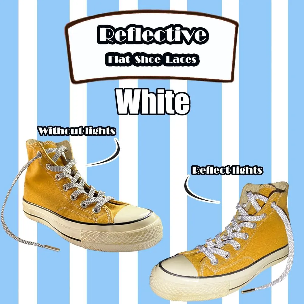Iron head Flat Shoe Laces Reflective,for Sport Sneakers Skates Boots 9 Different Lengths 6 Colors
