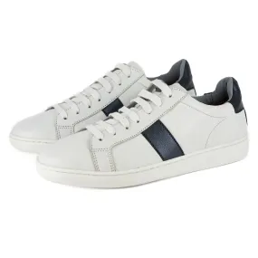 Jelani : Ladies Leather Sneaker in White Cayak & Nero Grid