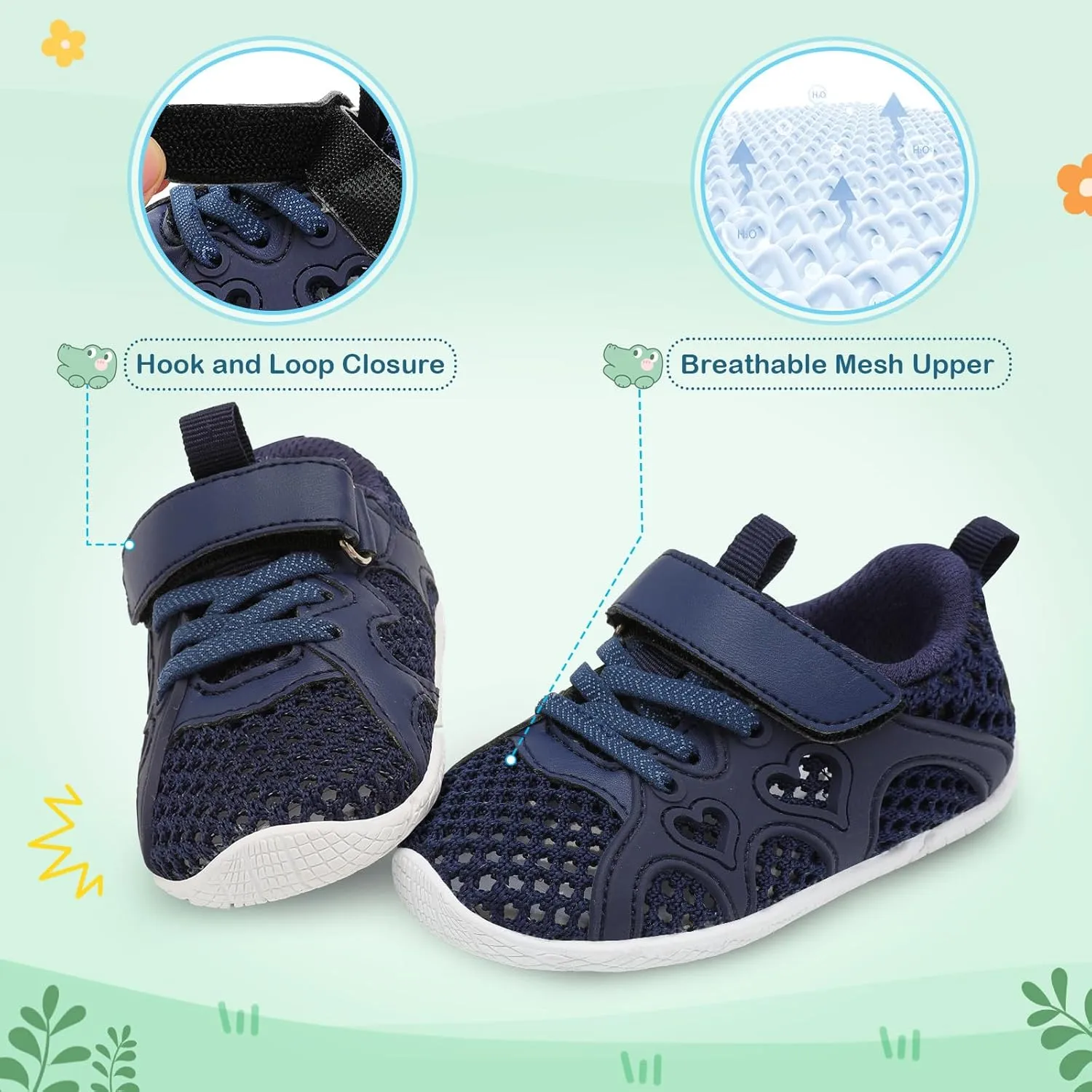 JIASUQI Toddler Shoes for Baby Girls Sneakers Barefoot Walking Shoes Running Tennis Shoes
