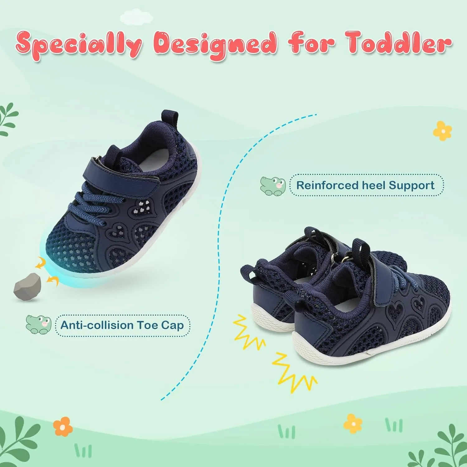 JIASUQI Toddler Shoes for Baby Girls Sneakers Barefoot Walking Shoes Running Tennis Shoes