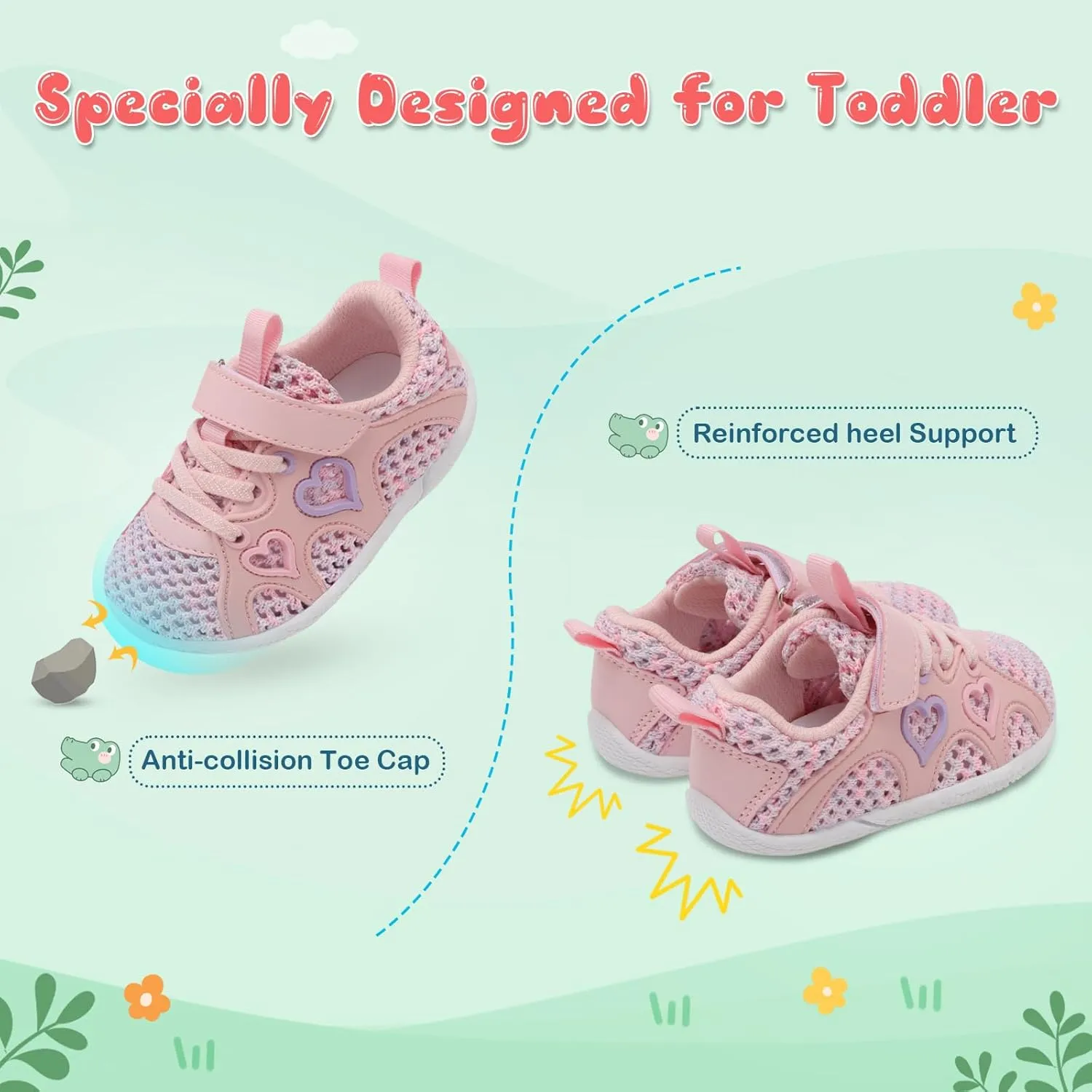 JIASUQI Toddler Shoes for Baby Girls Sneakers Barefoot Walking Shoes Running Tennis Shoes