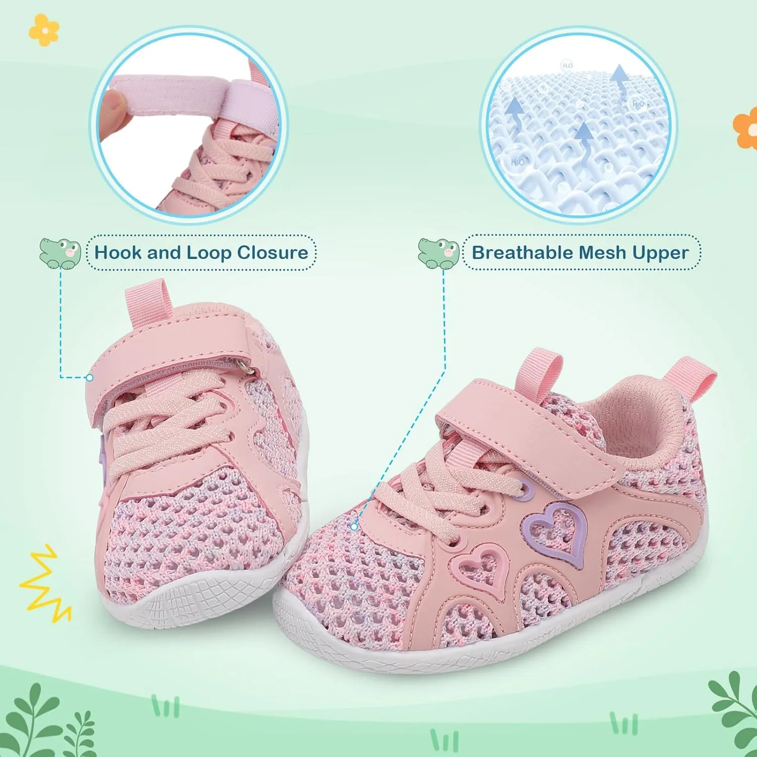 JIASUQI Toddler Shoes for Baby Girls Sneakers Barefoot Walking Shoes Running Tennis Shoes