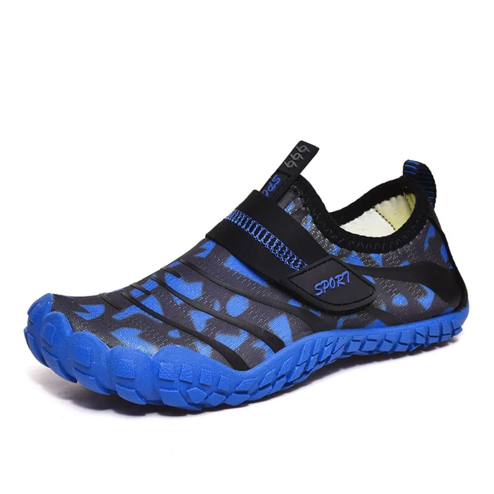 Kids' Water Shoes Barefoot Quick Dry Aqua Sports Boys Girls (Pattern Printed) - Blue Size BigKid US4 = EU36