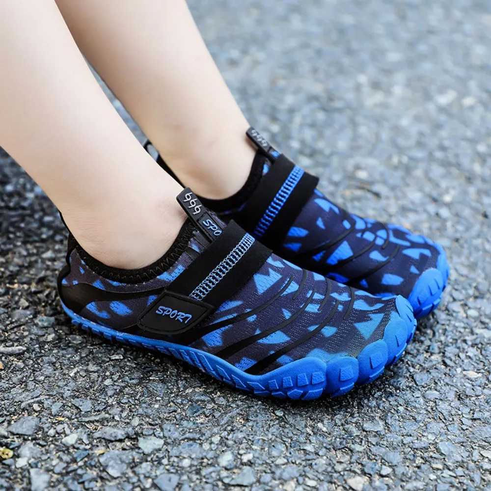 Kids' Water Shoes Barefoot Quick Dry Aqua Sports Boys Girls (Pattern Printed) - Blue Size BigKid US4 = EU36