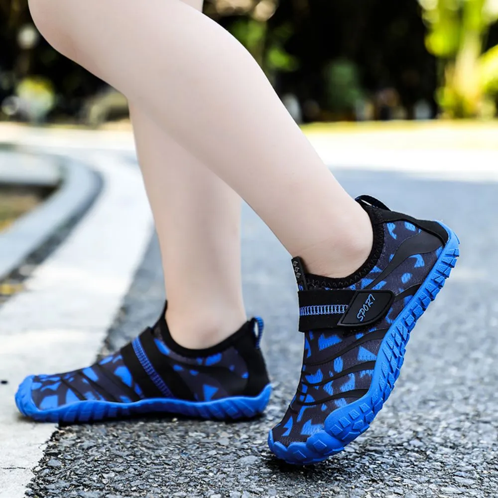 Kids' Water Shoes Barefoot Quick Dry Aqua Sports Boys Girls (Pattern Printed) - Blue Size BigKid US4 = EU36