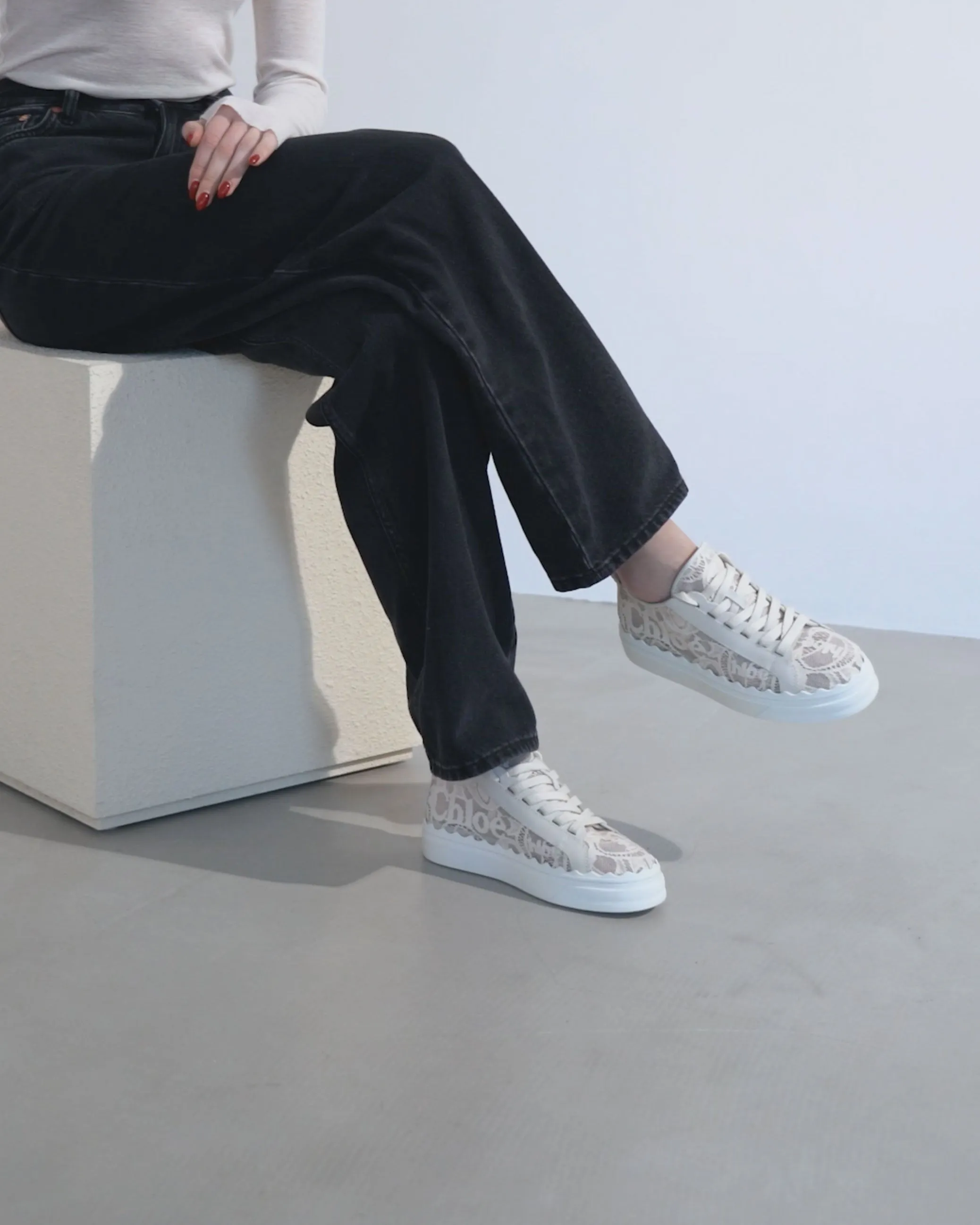 Lauren beige lace sneakers