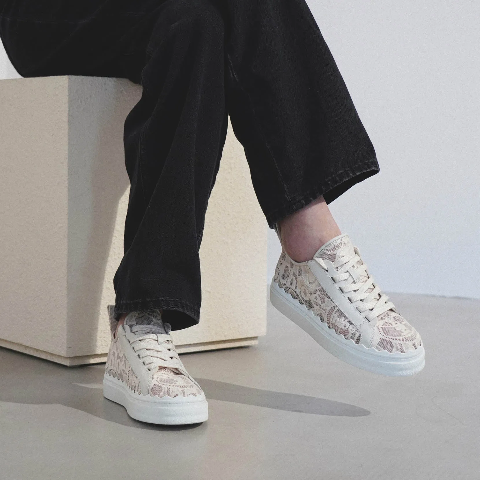 Lauren beige lace sneakers