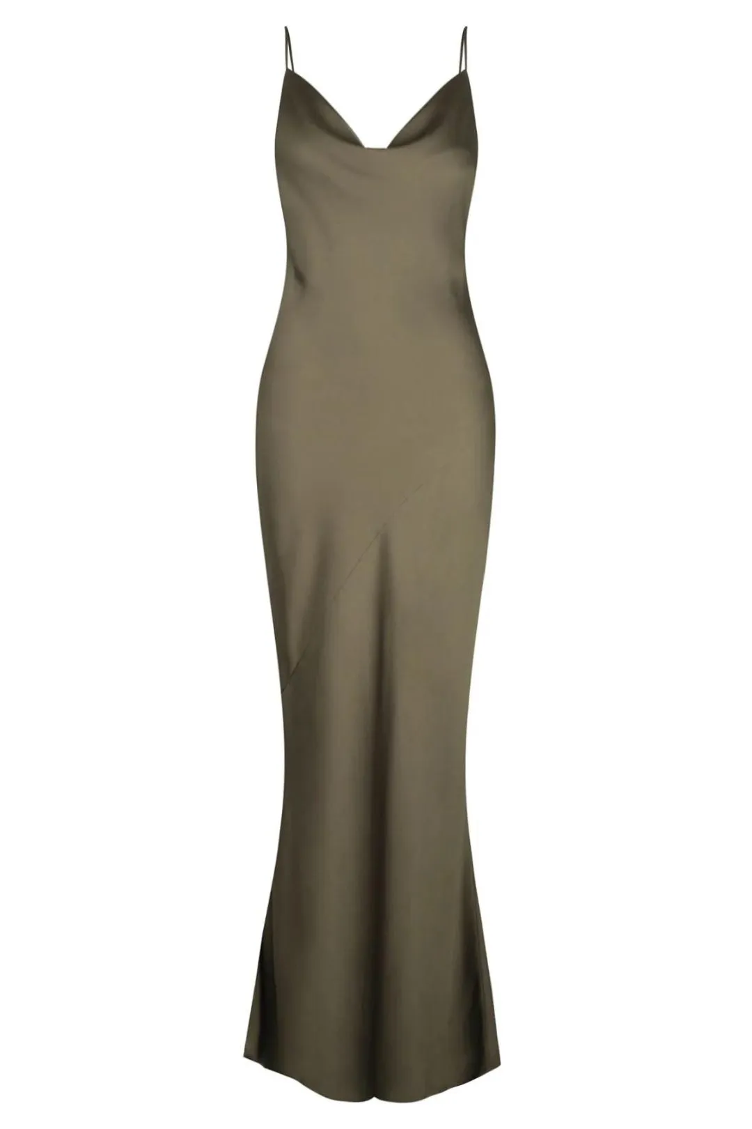 Luxe Cowl Slip Dress Brown
