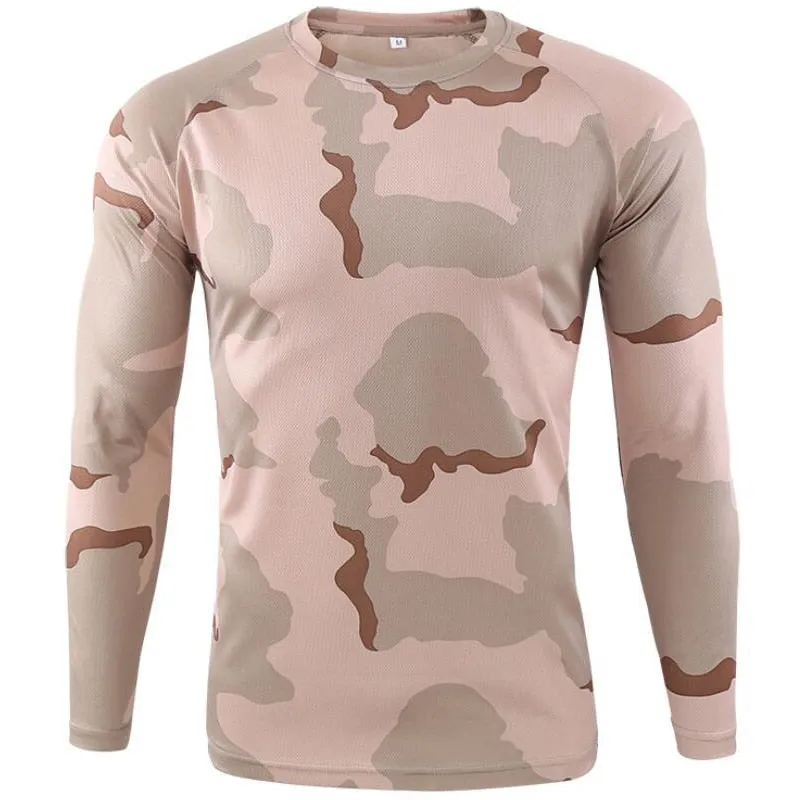 Men's Camouflage Quick-Dry Long Sleeve T-Shirt for Summer Outdoor Hiking, Fishing, Camping, and Tactical Use