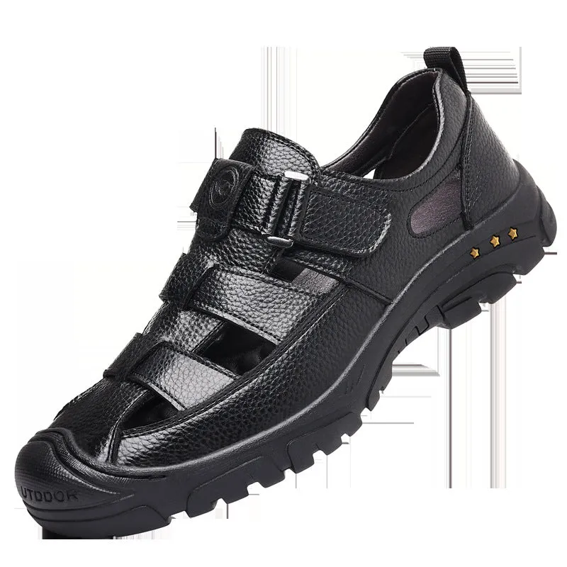 Men's Leather Breathable Thick-Soled Sandals