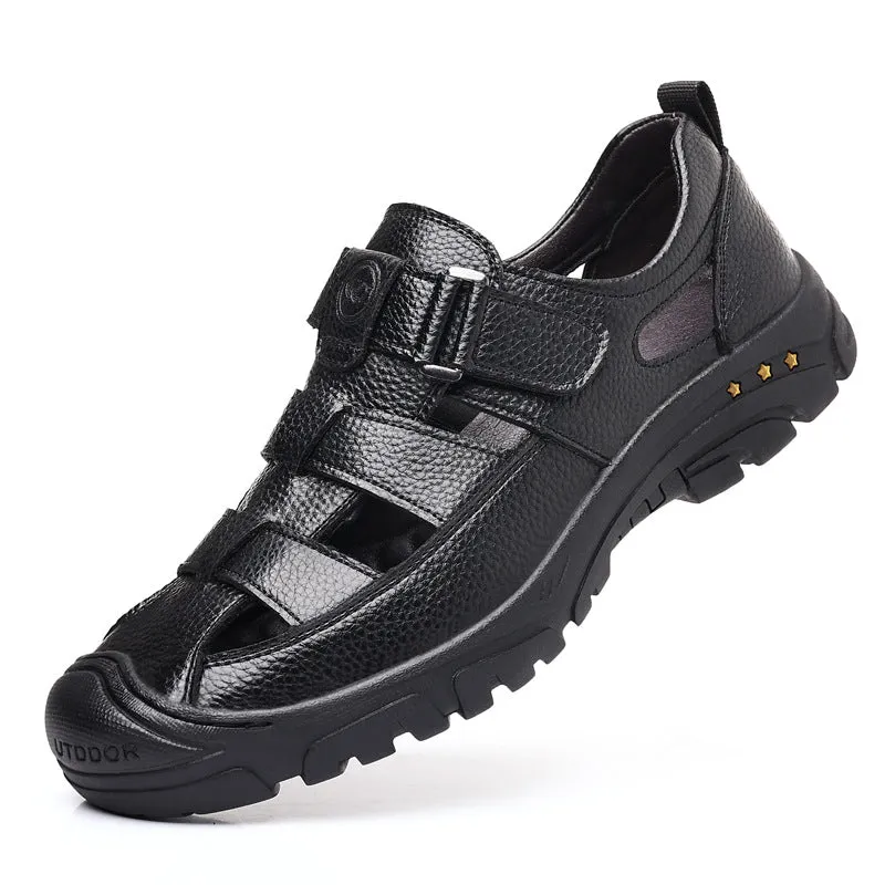 Men's Leather Breathable Thick-Soled Sandals