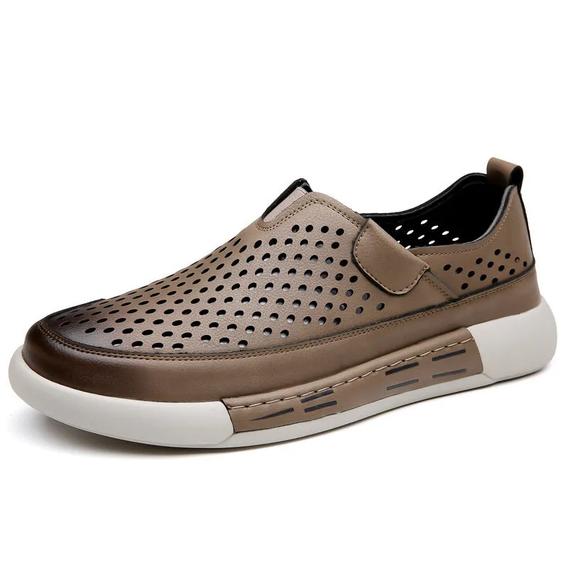 Men's Leather Hollow Breathable Shoes