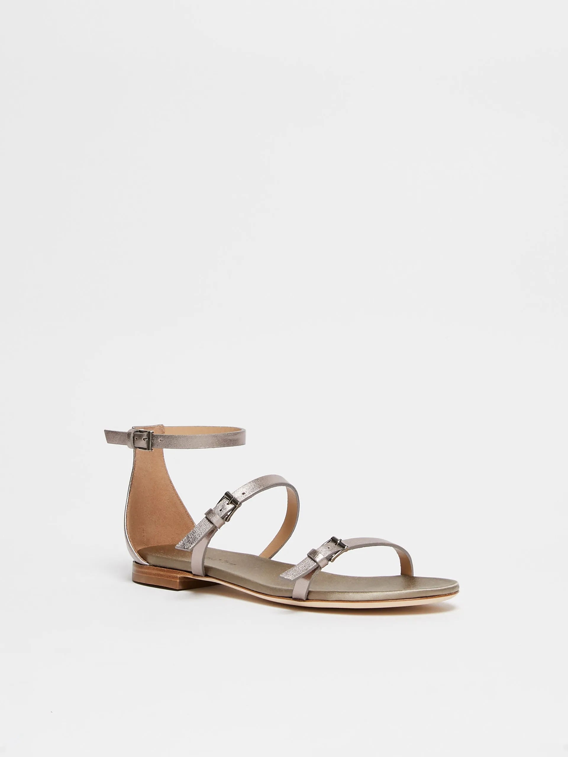 Metallic nappa leather flat sandals