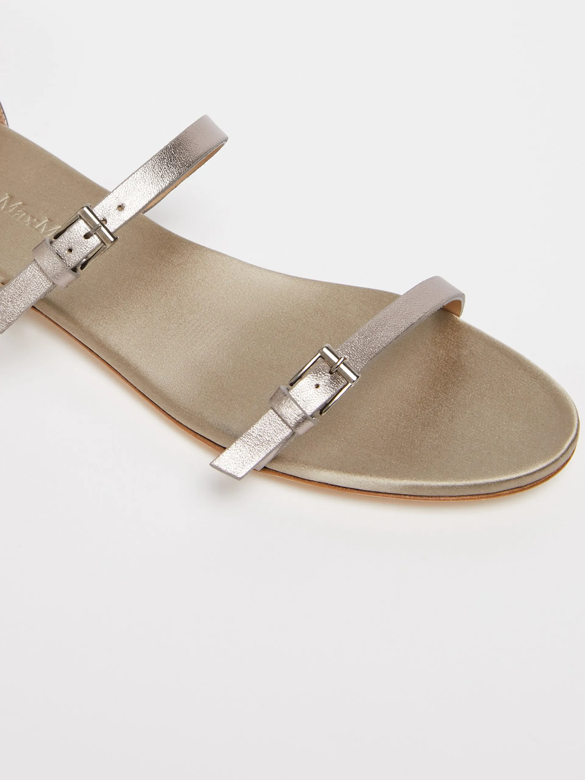 Metallic nappa leather flat sandals