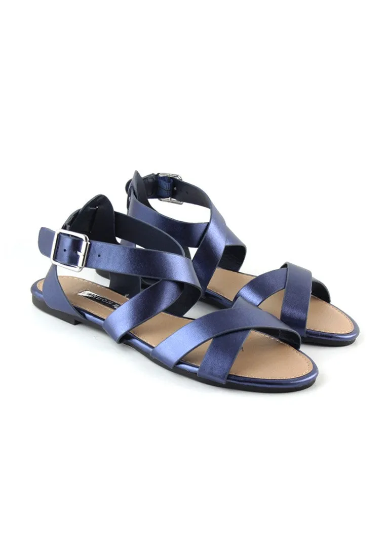 Navy Flat Sandals