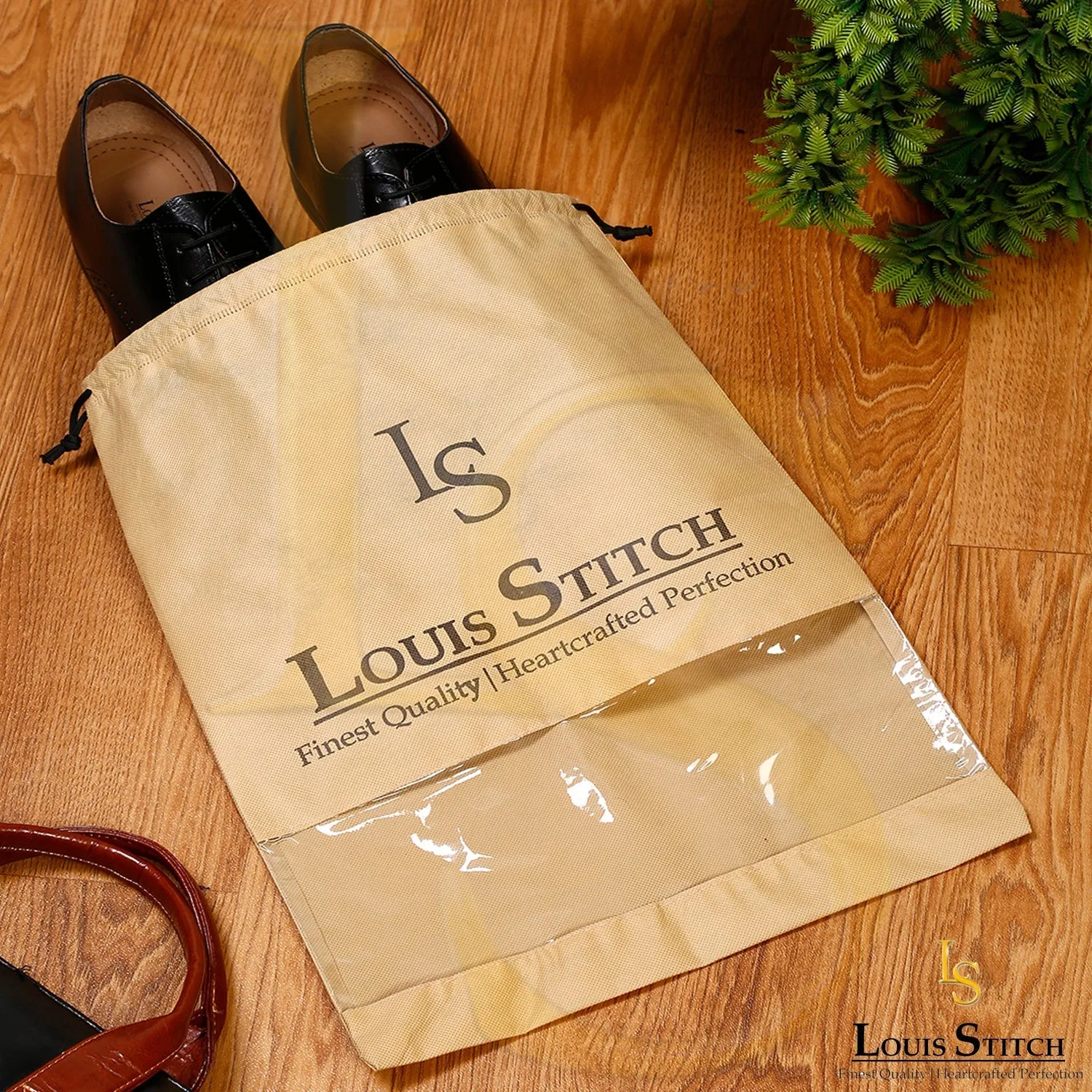 Non Woven Shoe Bag Pack Of  24 Beige See-Thru