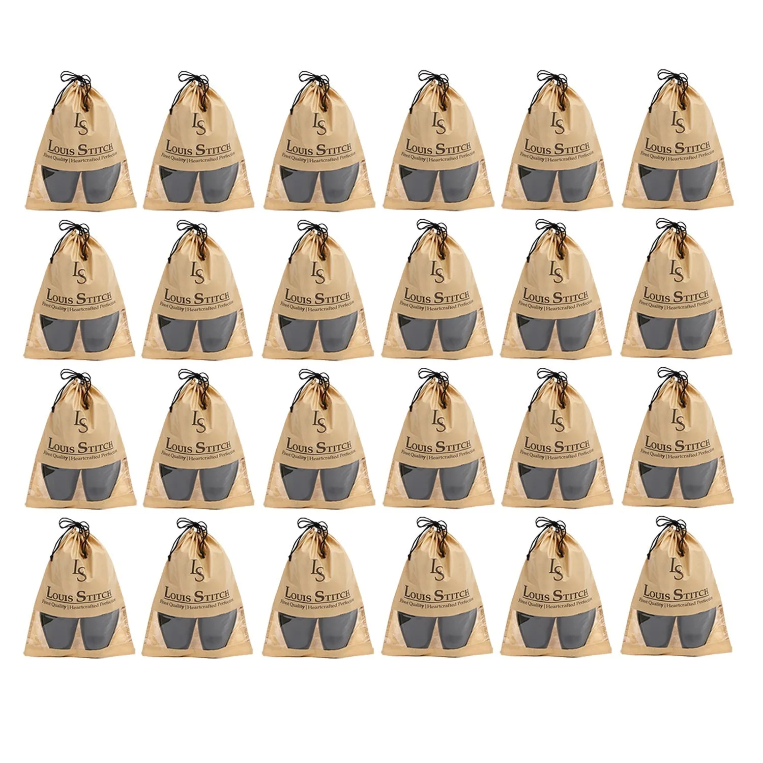Non Woven Shoe Bag Pack Of  24 Beige See-Thru