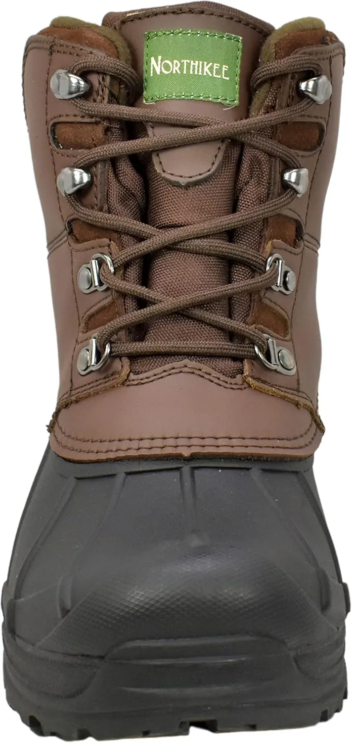 Northikee Waterproof Suede Leather Ankle Warm Winter Snow Boots for Mens, Brown