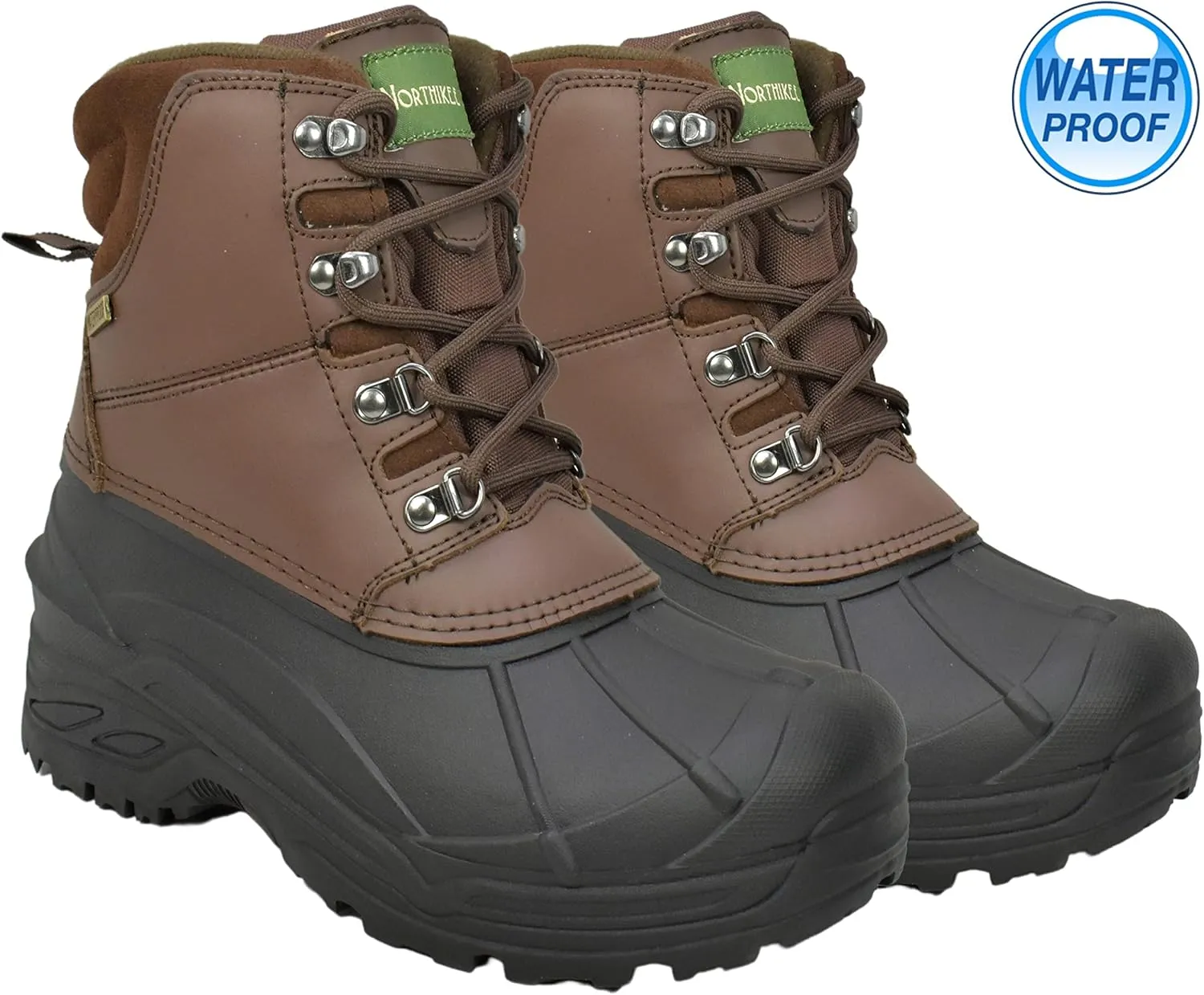 Northikee Waterproof Suede Leather Ankle Warm Winter Snow Boots for Mens, Brown