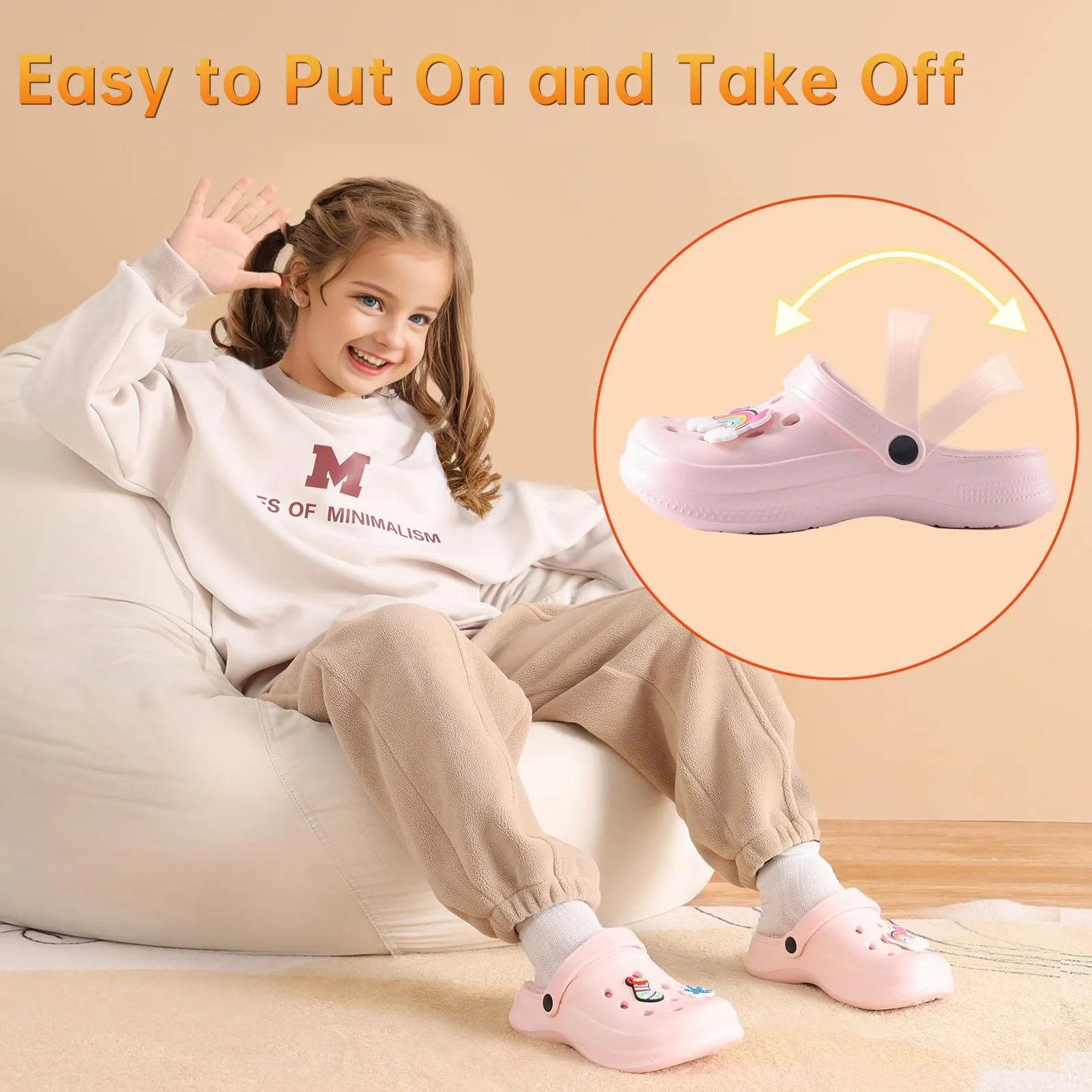 Petmundo Toddler Pink Fleece Lined Winter Clogs