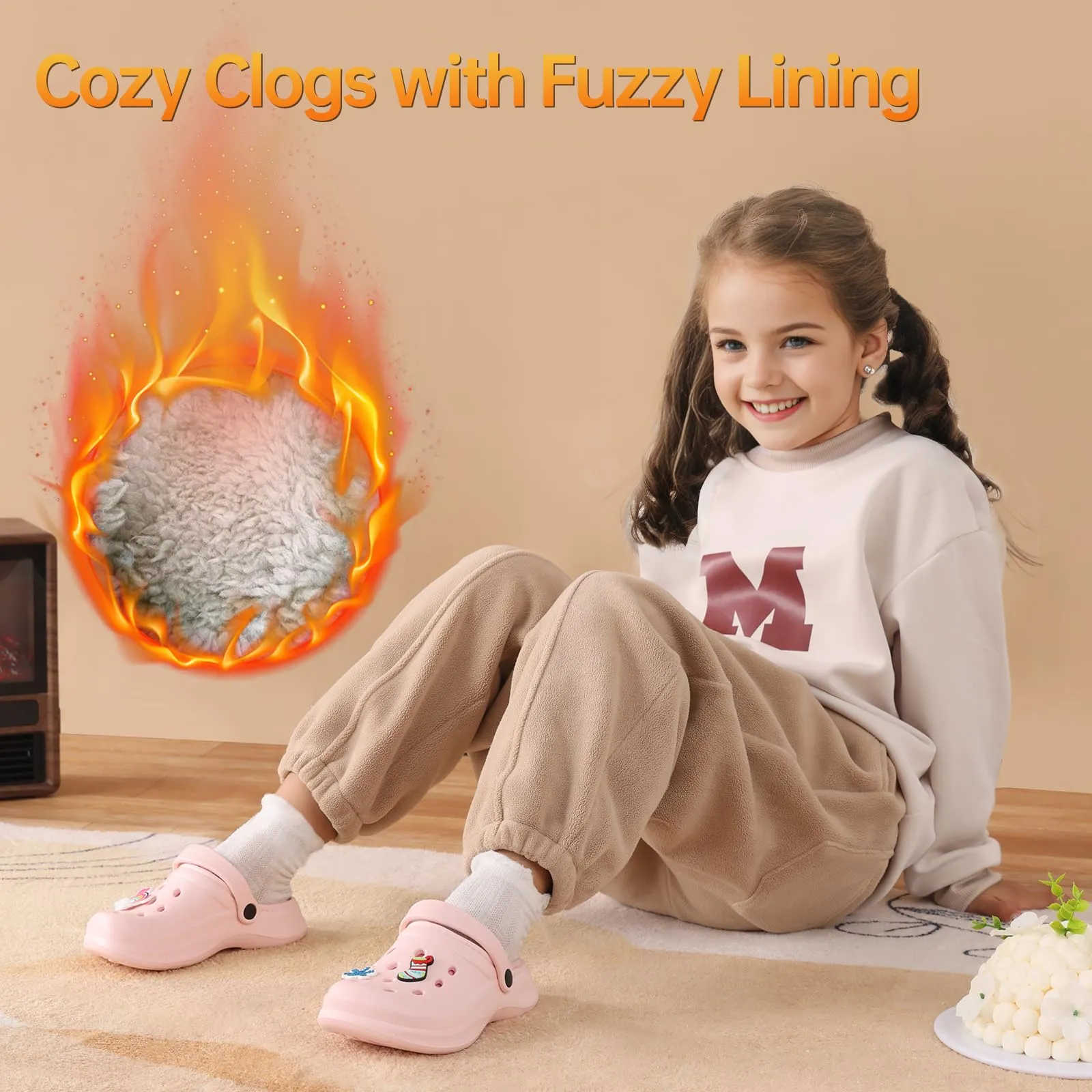 Petmundo Toddler Pink Fleece Lined Winter Clogs