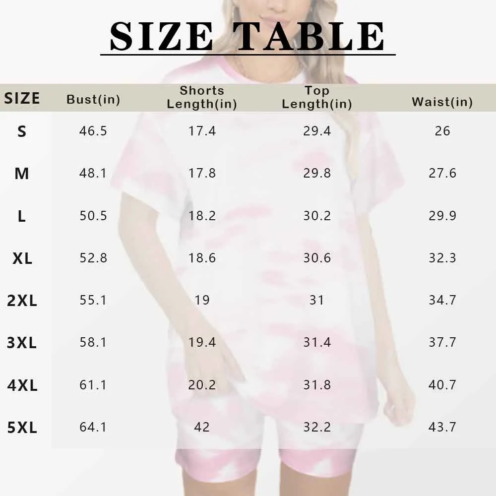 Plus Size Two-Piece Comfy Pajama Set For Women Custom Face Blue Short Sleeve Crew Neck Casual Loungewear