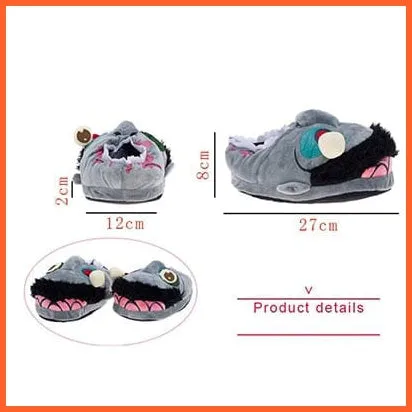 Plush Ravenous Zombie Warm Slippers |  Funny Home Cartoon Winter Slippers